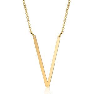 Large Letter "V" Gold Big Initial Name Necklace